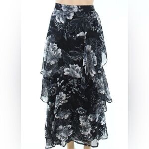 INC International Concepts Womens Skirt A-Line Ruffle Tiered Floral Print SZ 10